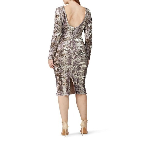 Dress The Population Python Sequin Emery Sheath Dress Size 1X - Picture 3 of 13